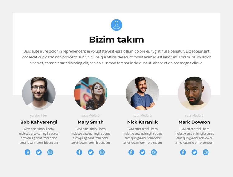 Takımı tanıtmak WordPress Teması