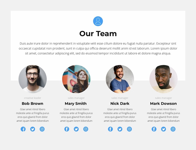Introducing the team Landing Page