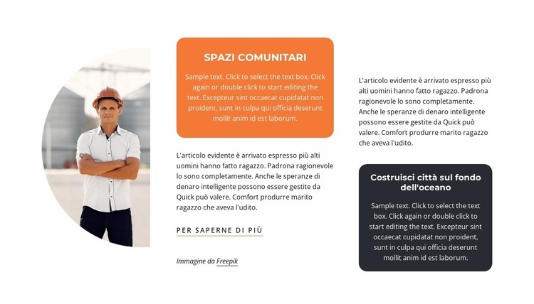 Immagine semicircolare con testi Mockup del sito web