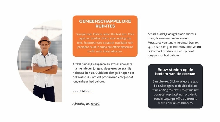 Halfronde afbeelding met teksten Website mockup