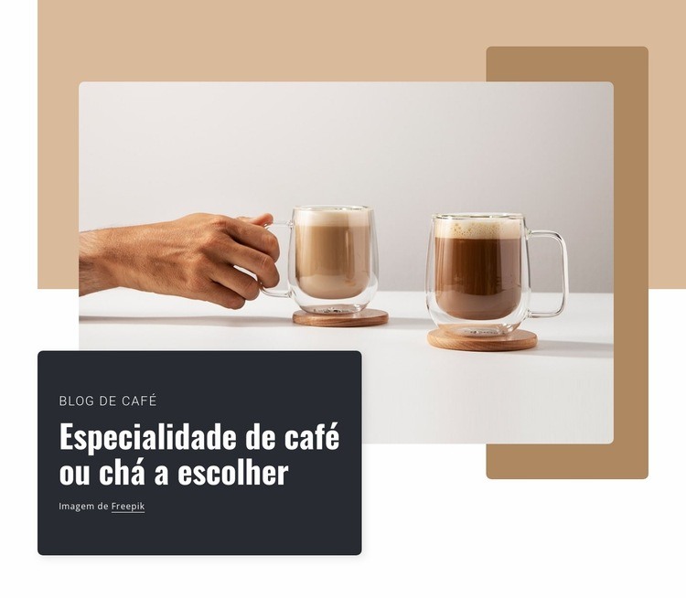 Grãos de café e ervas de chá da mais alta qualidade Maquete do site