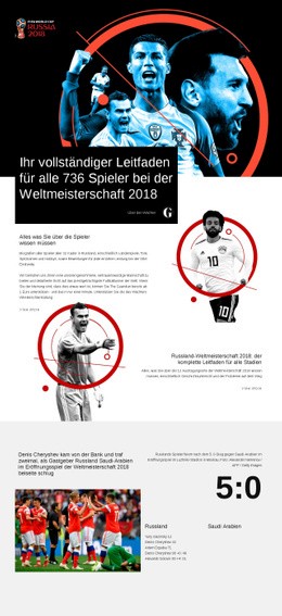 Weltmeisterschaft 2018 - Benutzerdefiniertes Website-Design