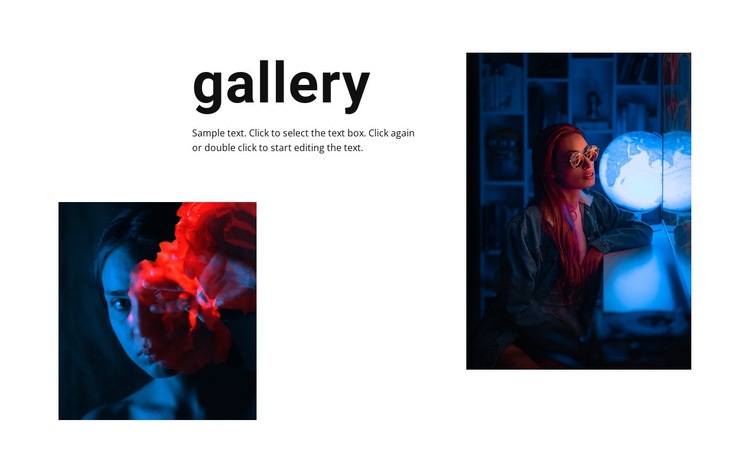 Gallery with neon photos Homepage Design
