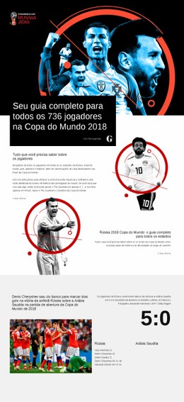 Página Inicial Do Produto Para Copa Do Mundo 2018