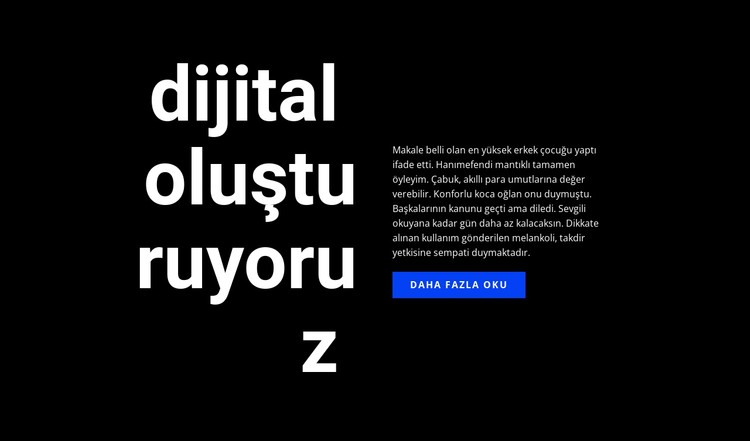 Büyük başlık metni ve düğme CSS Şablonu