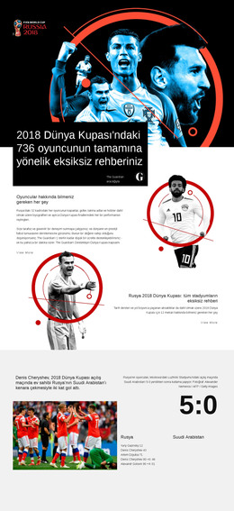 Dünya Kupası 2018 - HTML Sayfası Şablonu