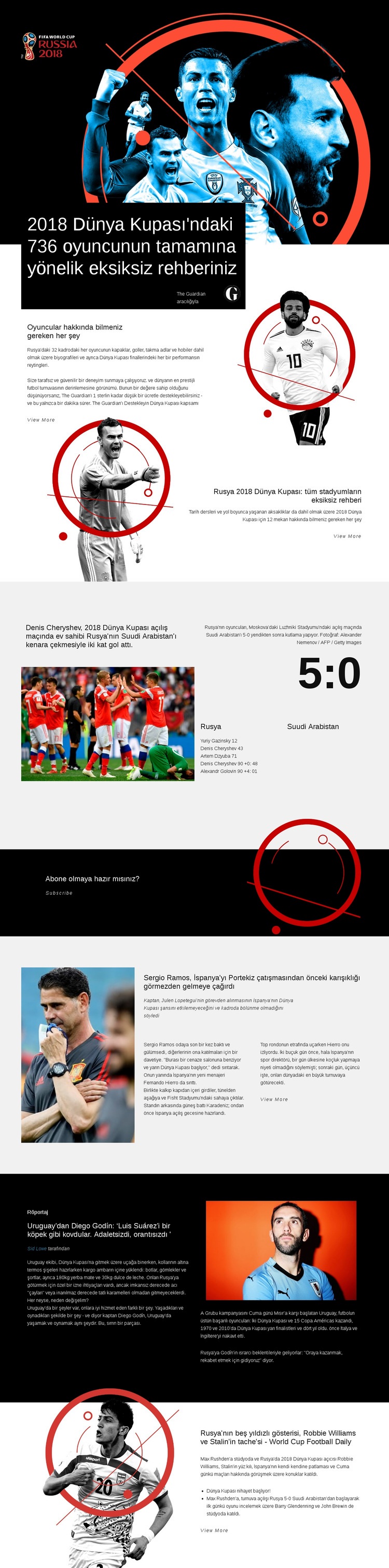 Dünya Kupası 2018 Bir Sayfa Şablonu