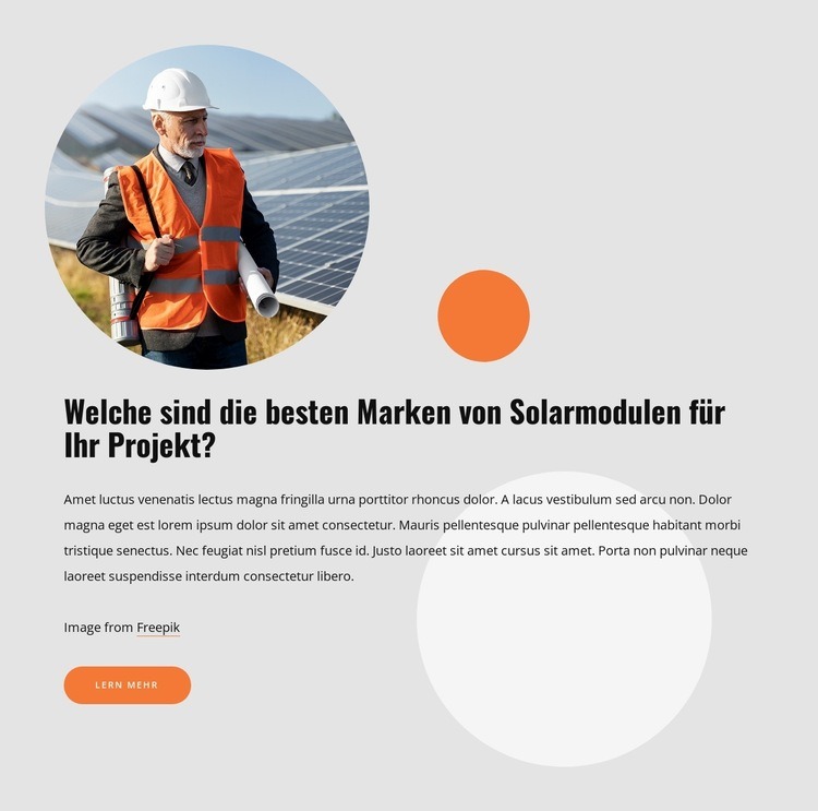 Hochwertige Solarmodule Website Builder-Vorlagen