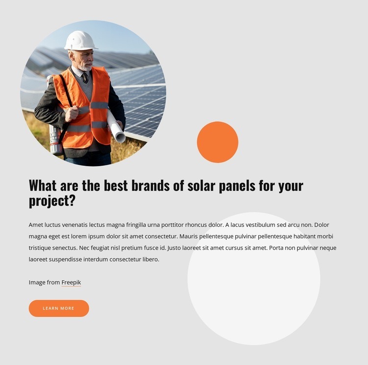 High-quality solar panels Homepage Design