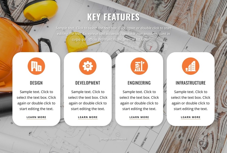 Focuses on managing construction One Page Template