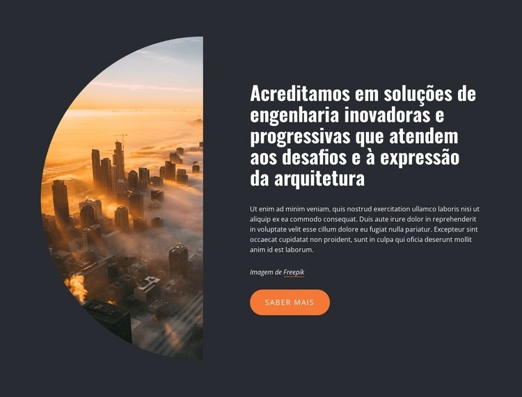 Acreditamos em engenharia inovadora Maquete do site