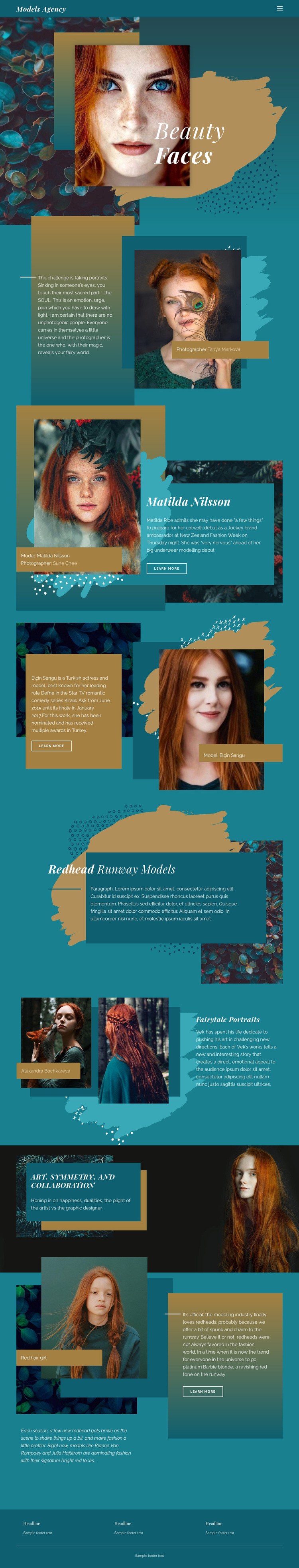 Faces of modern fashion Web Page Design