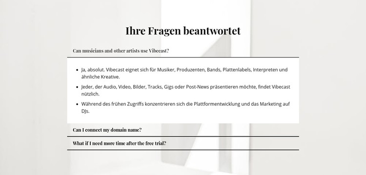 Antworten auf wichtige Fragen CSS-Vorlage