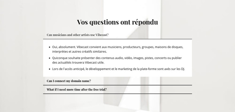 Réponses aux questions importantes Modèle HTML