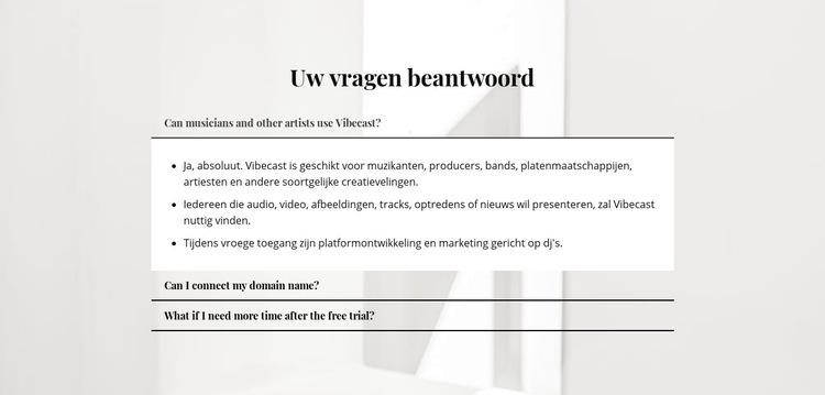 Antwoorden op belangrijke vragen HTML5-sjabloon