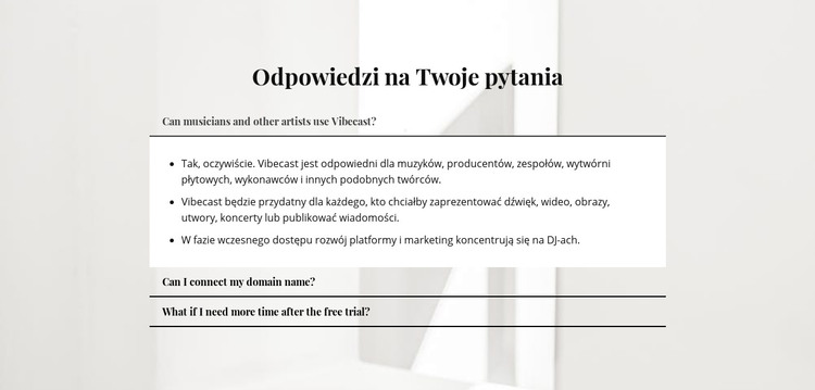 Odpowiedzi na ważne pytania Szablon HTML