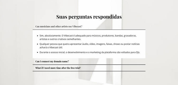 Respostas para perguntas importantes Landing Page