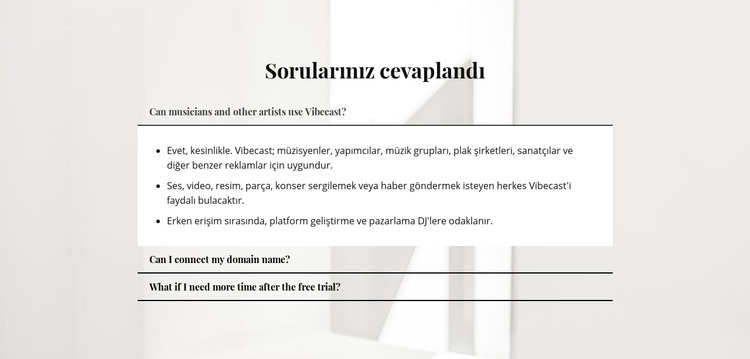 Önemli soruların cevapları HTML Şablonu