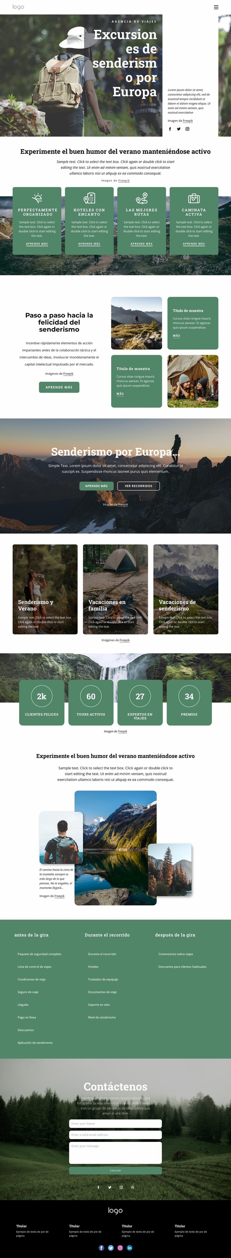 Excursiones de senderismo y trekking en Europa Diseño de páginas web