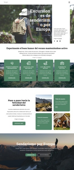 Excursiones De Senderismo Y Trekking En Europa Plantilla De Una Página