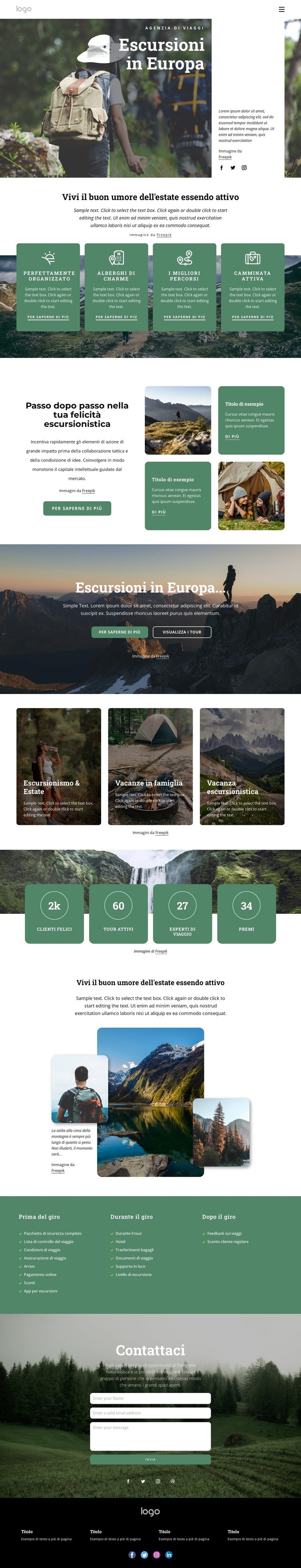 Escursioni e trekking in Europa Costruttore di siti web HTML