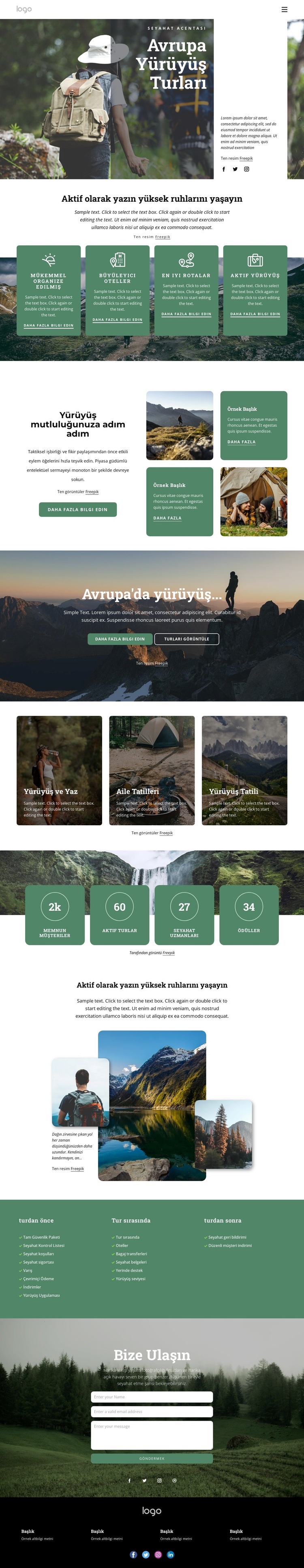 Avrupa'da yürüyüş ve trekking turları Web sitesi tasarımı