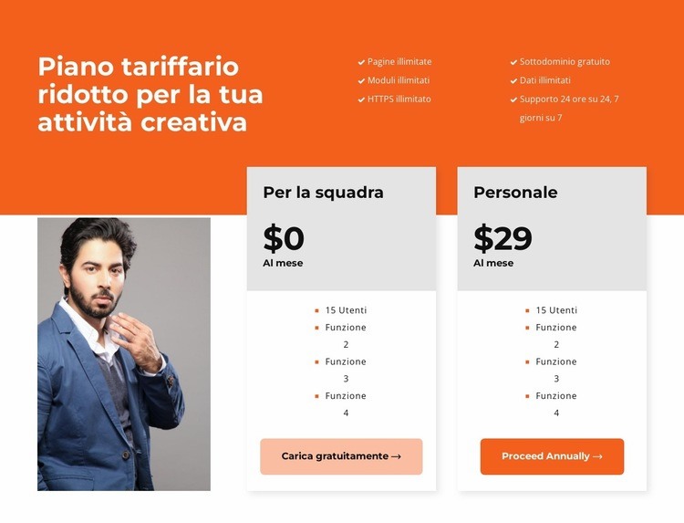 Scegliere una tariffa conveniente Mockup del sito web