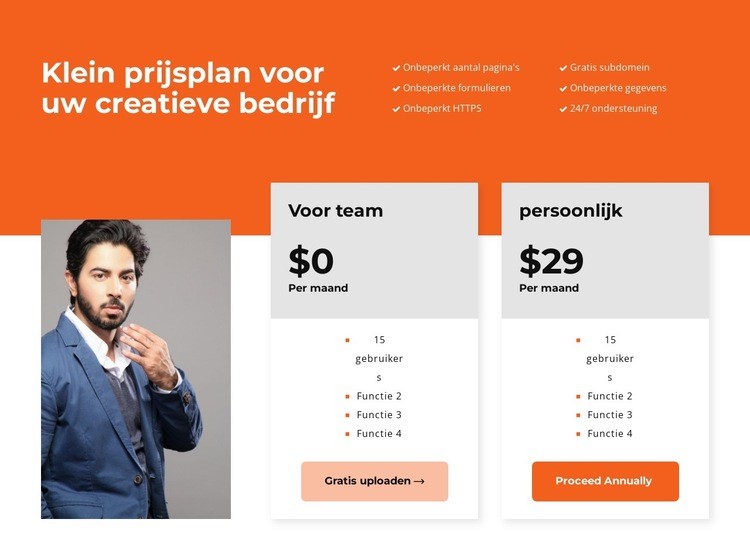 Een handig tarief kiezen Website Builder-sjablonen