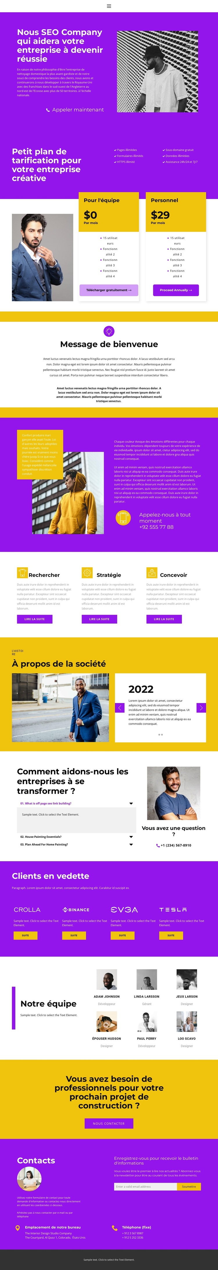 Démarrage réussi rapide Modèle de site Web