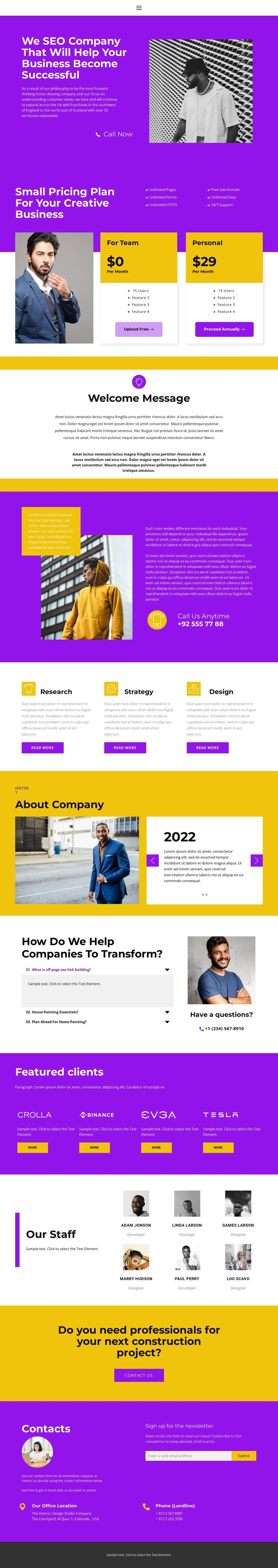 Quick successful start One Page Template