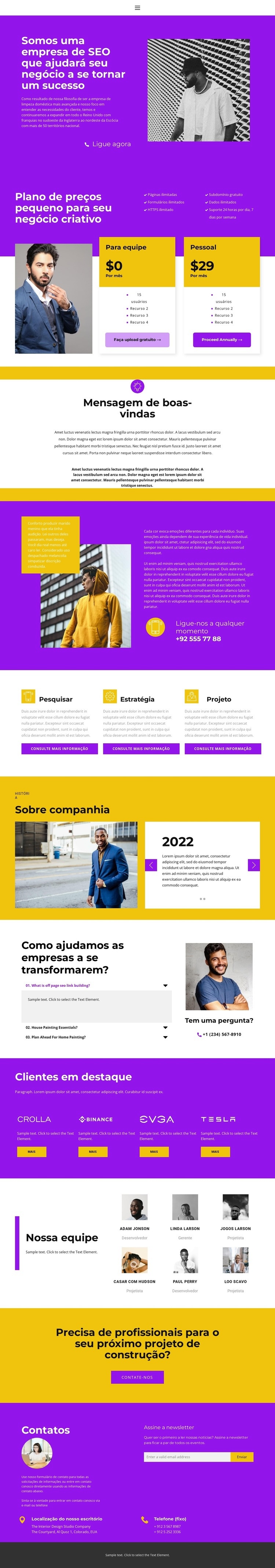 Início rápido e bem-sucedido Design do site