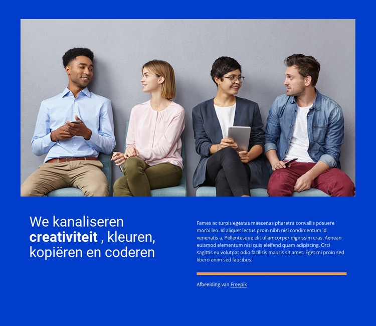 We kanaliseren creativiteit Website mockup