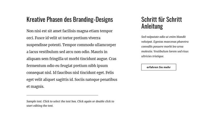 Text und Schaltfläche mit zwei Spalten HTML Website Builder