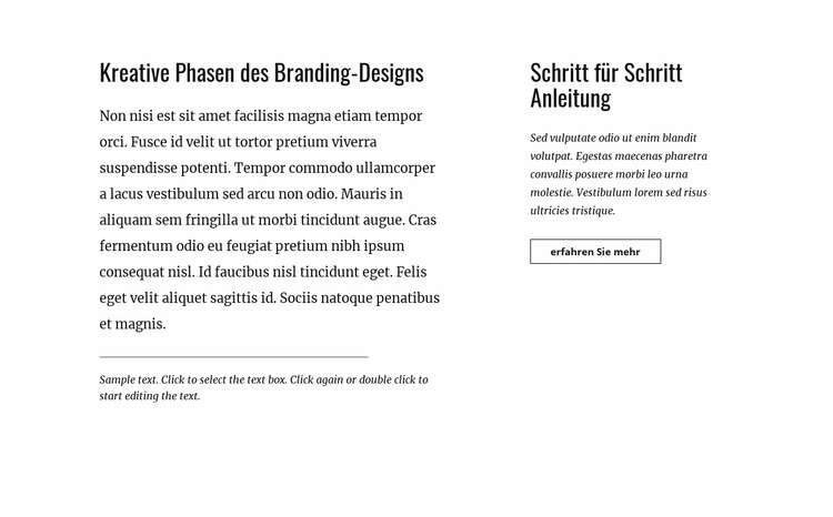 Text und Schaltfläche mit zwei Spalten Joomla Vorlage