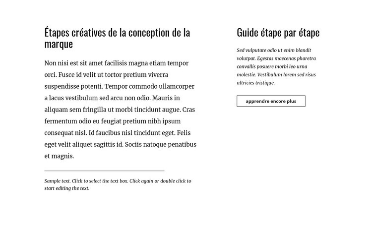 Texte et bouton avec deux colonnes Créateur de site Web HTML