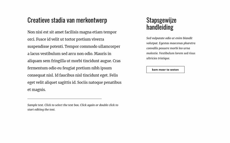 Tekst en knop met twee kolommen Website Builder-sjablonen