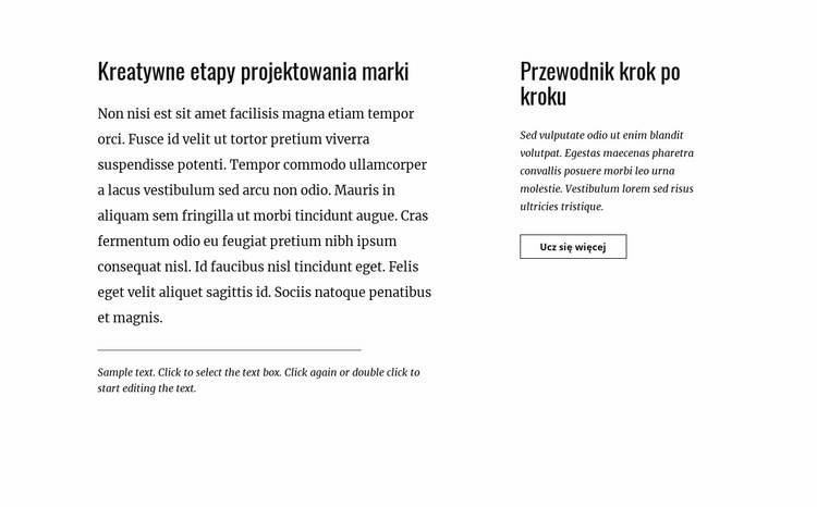 Tekst i przycisk z dwiema kolumnami Makieta strony internetowej