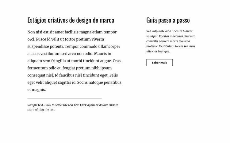 Texto e botão com duas colunas Modelos de construtor de sites