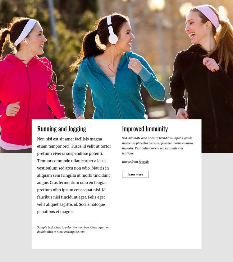 Running and jogging Web Page Design