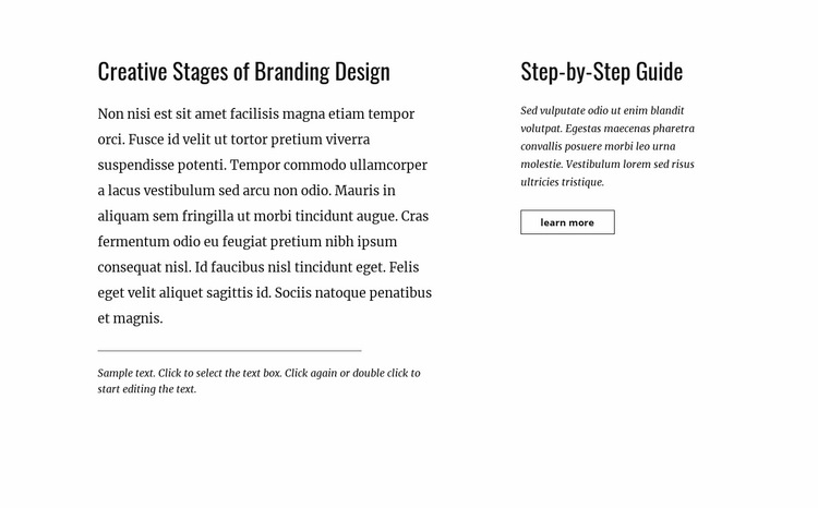Text and button with two columns Website Builder Templates