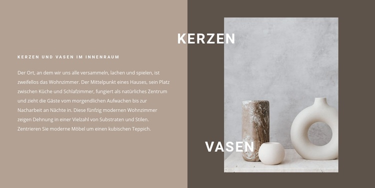 Kerzen und Vasen im Innenraum Landing Page