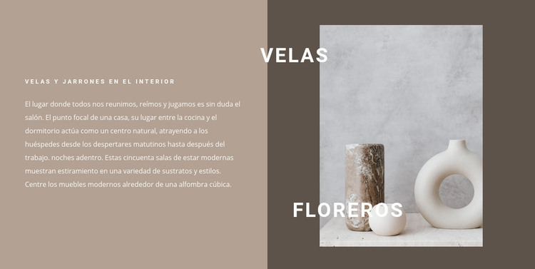 Velas y jarrones en el interior. Plantilla HTML