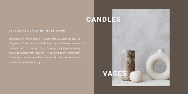 Candles and vases in the interior One Page Template