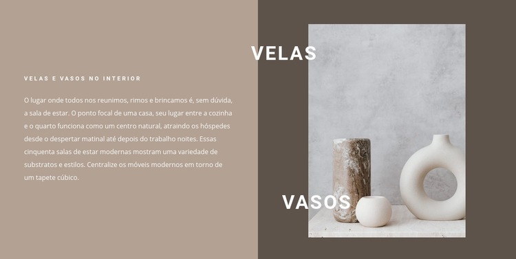 Velas e vasos no interior Landing Page