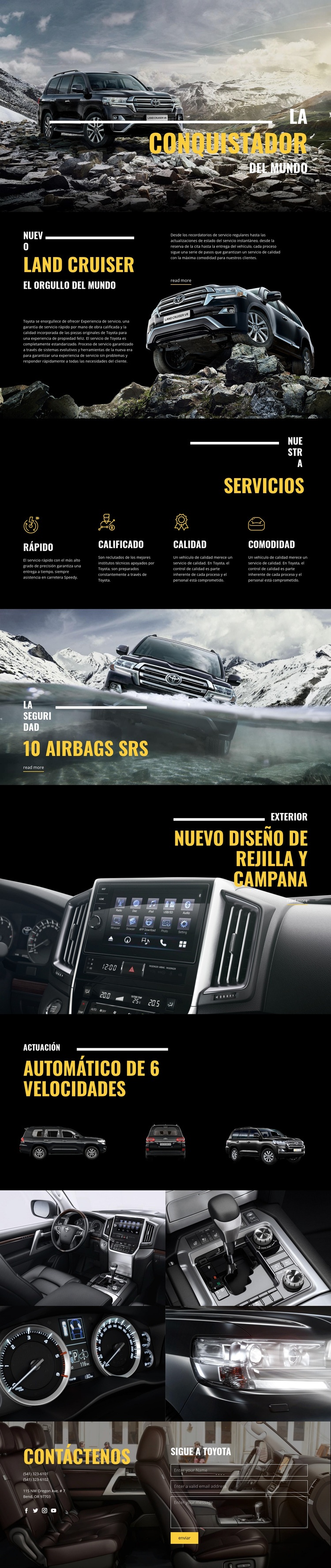 Coche conquistador Land Cruiser Maqueta de sitio web