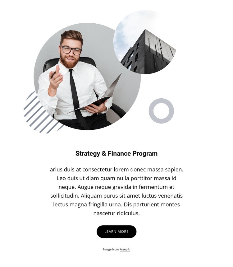 Strategy and finance program Homepage Design