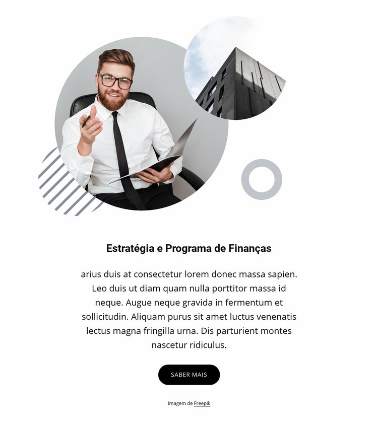Estratégia e programa de finanças Maquete do site