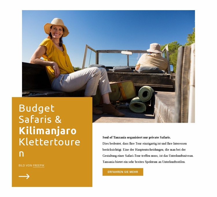 Der Kilimandscharo steigt HTML Website Builder