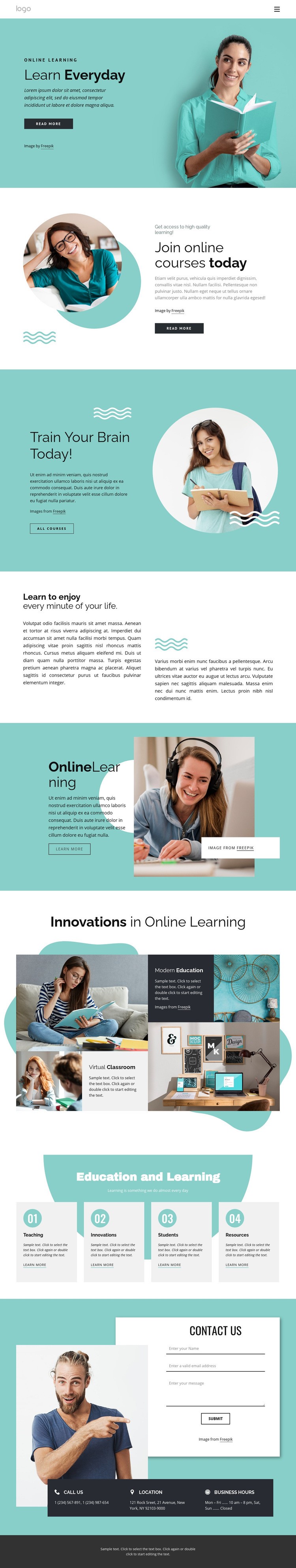 Learning is a lifelong process Homepage Design