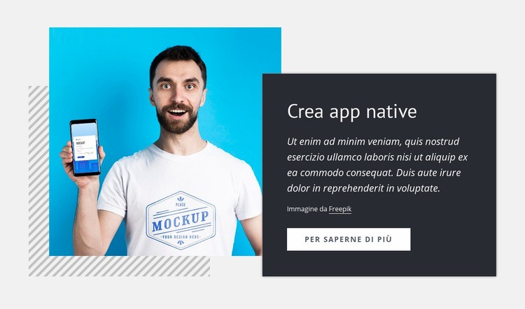 Crea app native Mockup del sito web
